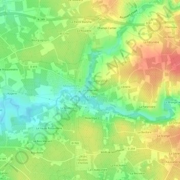 Topografische Karte La Roseraie, Höhe, Relief