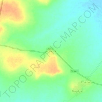 Topografische Karte Antapur, Höhe, Relief