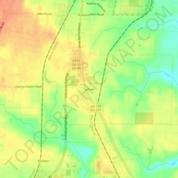 Topografische Karte Sofkee, Höhe, Relief