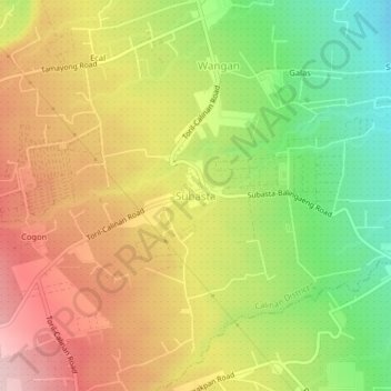 Topografische Karte Subasta, Höhe, Relief