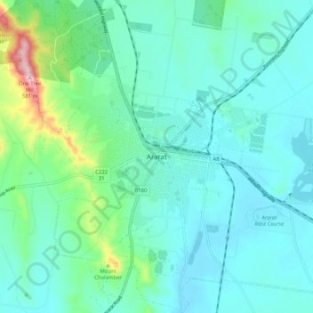 Topografische Karte Ararat, Höhe, Relief