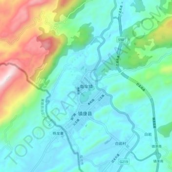 Topografische Karte 南伞镇, Höhe, Relief