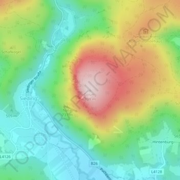 Topografische Karte Gösing, Höhe, Relief