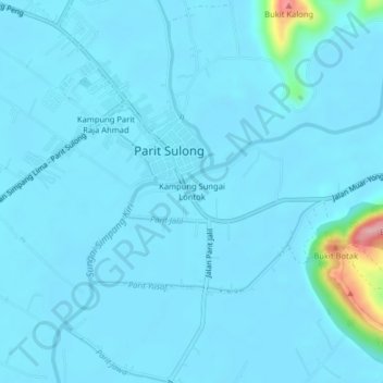 Topografische Karte Kampung Sungai Lontok, Höhe, Relief