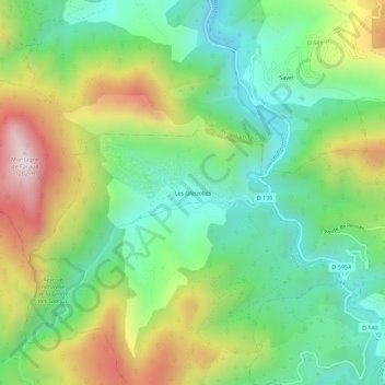 Topografische Karte Les Gleizolles, Höhe, Relief