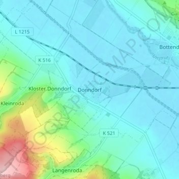 Topografische Karte Donndorf, Höhe, Relief