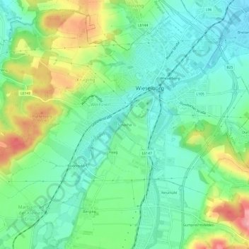 Topografische Karte Schacha, Höhe, Relief