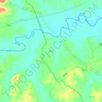 Topografische Karte 东岗, Höhe, Relief