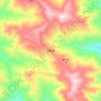 Topografische Karte 文武镇, Höhe, Relief