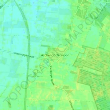 Topografische Karte Aschendorfermoor, Höhe, Relief