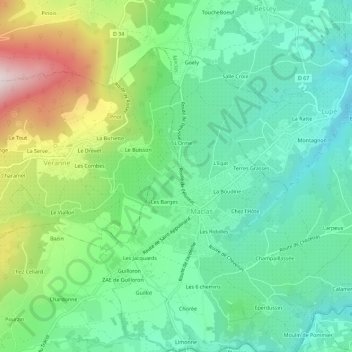 Topografische Karte Le Soleil, Höhe, Relief
