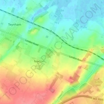 Topografische Karte Norton Ash, Höhe, Relief
