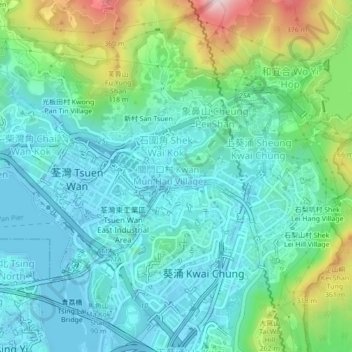Topografische Karte 楊屋村, Höhe, Relief
