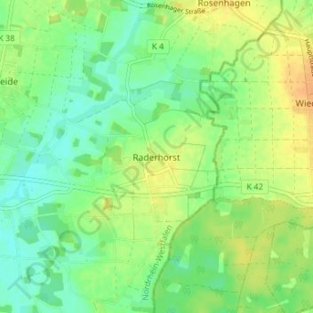 Topografische Karte Raderhorst, Höhe, Relief