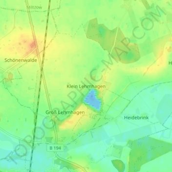 Topografische Karte Klein Lehmhagen, Höhe, Relief