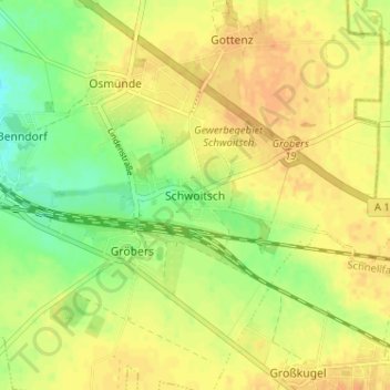 Topografische Karte Schwoitsch, Höhe, Relief