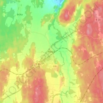 Topografische Karte Hova, Höhe, Relief