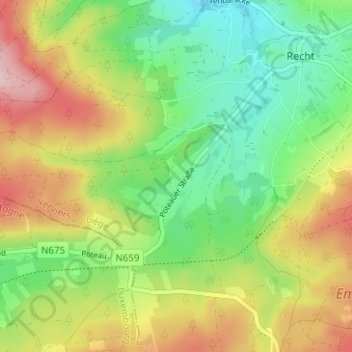 Topografische Karte Huppertzberg, Höhe, Relief