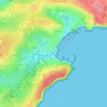 Topografische Karte Morgat, Höhe, Relief