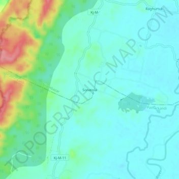 Topografische Karte Sonatola, Höhe, Relief