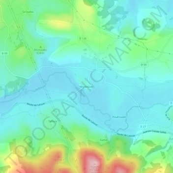 Topografische Karte Montrozier, Höhe, Relief