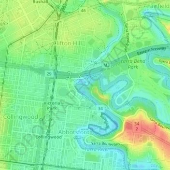 Topografische Karte Dights Falls, Höhe, Relief