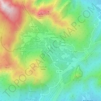 Topografische Karte Erbajolo, Höhe, Relief