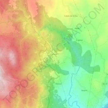 Topografische Karte Corvelle, Höhe, Relief