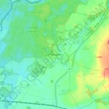 Topografische Karte Palingen, Höhe, Relief