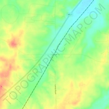 Topografische Karte Lamar, Höhe, Relief