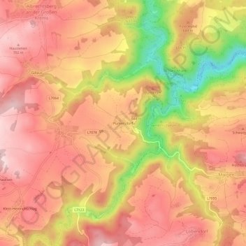 Topografische Karte Purkersdorf, Höhe, Relief