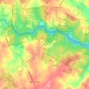 Topografische Karte Salopha, Höhe, Relief