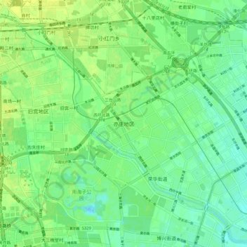 Topografische Karte 亦庄地区, Höhe, Relief