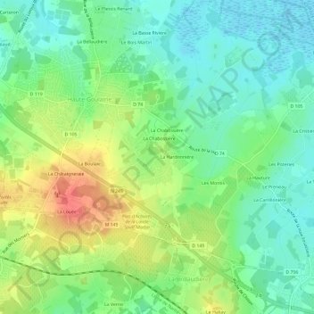 Topografische Karte La Brosse, Höhe, Relief