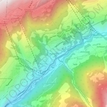 Topografische Karte Äbunacher, Höhe, Relief