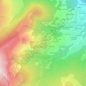 Topografische Karte Les Chars, Höhe, Relief