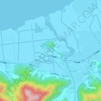 Topografische Karte 利山村, Höhe, Relief