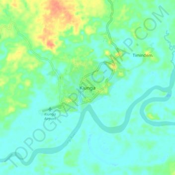 Topografische Karte Kiunga, Höhe, Relief