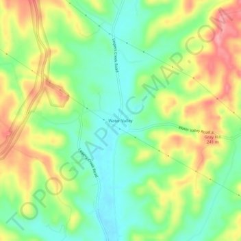 Topografische Karte Water Valley, Höhe, Relief