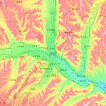 Topografische Karte 城北区, Höhe, Relief