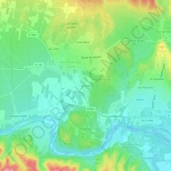 Topografische Karte la Lône, Höhe, Relief