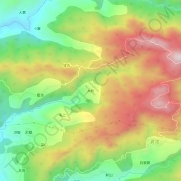 Topografische Karte 木杵, Höhe, Relief