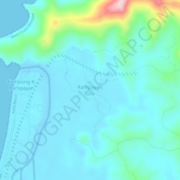 Topografische Karte Rampayan Ulu, Höhe, Relief