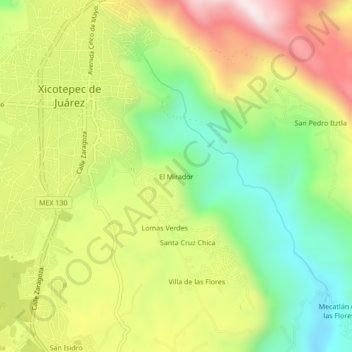 Topografische Karte El Mirador, Höhe, Relief