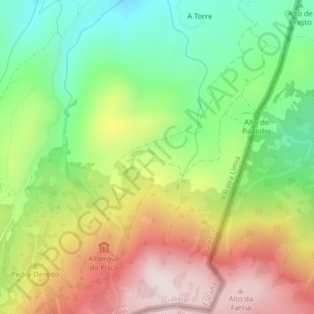 Topografische Karte Lama da Sebilla, Höhe, Relief
