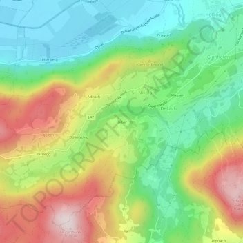 Topografische Karte Debar, Höhe, Relief