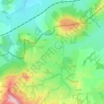 Topografische Karte Higher Halstock Leigh, Höhe, Relief