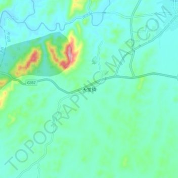 Topografische Karte 天堂镇, Höhe, Relief