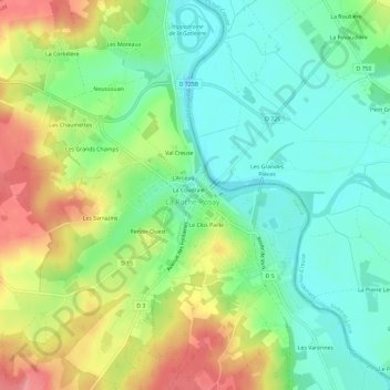 Topografische Karte Les Ecoles, Höhe, Relief