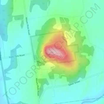 Topografische Karte Mount Philo, Höhe, Relief